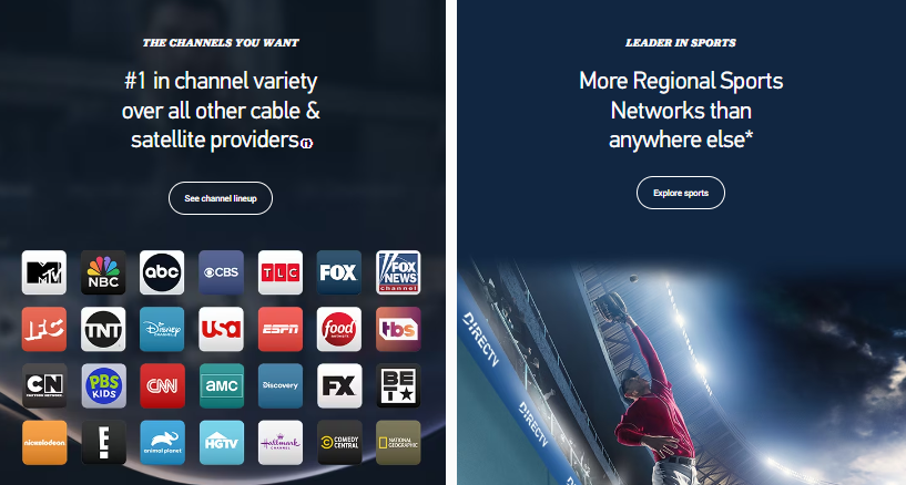 image of DIRECTV home page